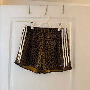 Adidas Brown Leopard Print Athletic Shorts